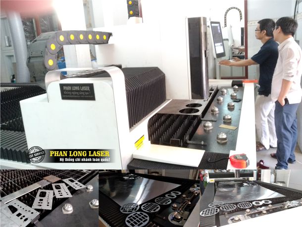 Hình ảnh máy cắt laser kim loại inox đồng nhôm chuyên dụng tại Xưởng Phan Long Laser